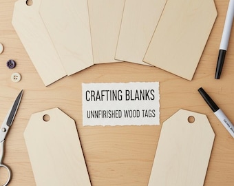 Laser Cut Birch Gift Tags | Blank Wood Tags for Crafts | DIY Gift Tags, Paintable & Stainable Crafting Blanks | Unfinished Wooden Labels