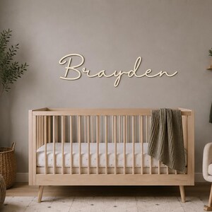 Personalized Wooden Name Sign for Nursery | Custom Baby Name Wall Decor | Laser Cut Birch Wood Sign | Script Nursery Name | 18 24 36