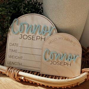 Newborn Name Announcement | Baby Name Announcement | Wooden Name Disc | Milestone Disc | Pregnancy Announcement | Name Announcement Plaque