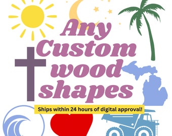 Recorte de madera personalizado / Recorte de forma / Letrero de madera con forma personalizada / DIY / Diseños personalizados / Materiales para manualidades / Manualidades / Personalizado