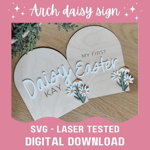 Naambordje madeliefje SVG | Laserbestand | Gloforge | Taarttopper | Glowforge-bestand | Glowforge-svg | Lasergesneden bestand | Getest | Klein bedrijf |