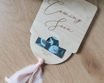 Pregnancy Announcement Keepsake pull out box Ultrasound Photo | Baby Reveal Gift for Grandparents | Personalized Wooden Baby Announcement