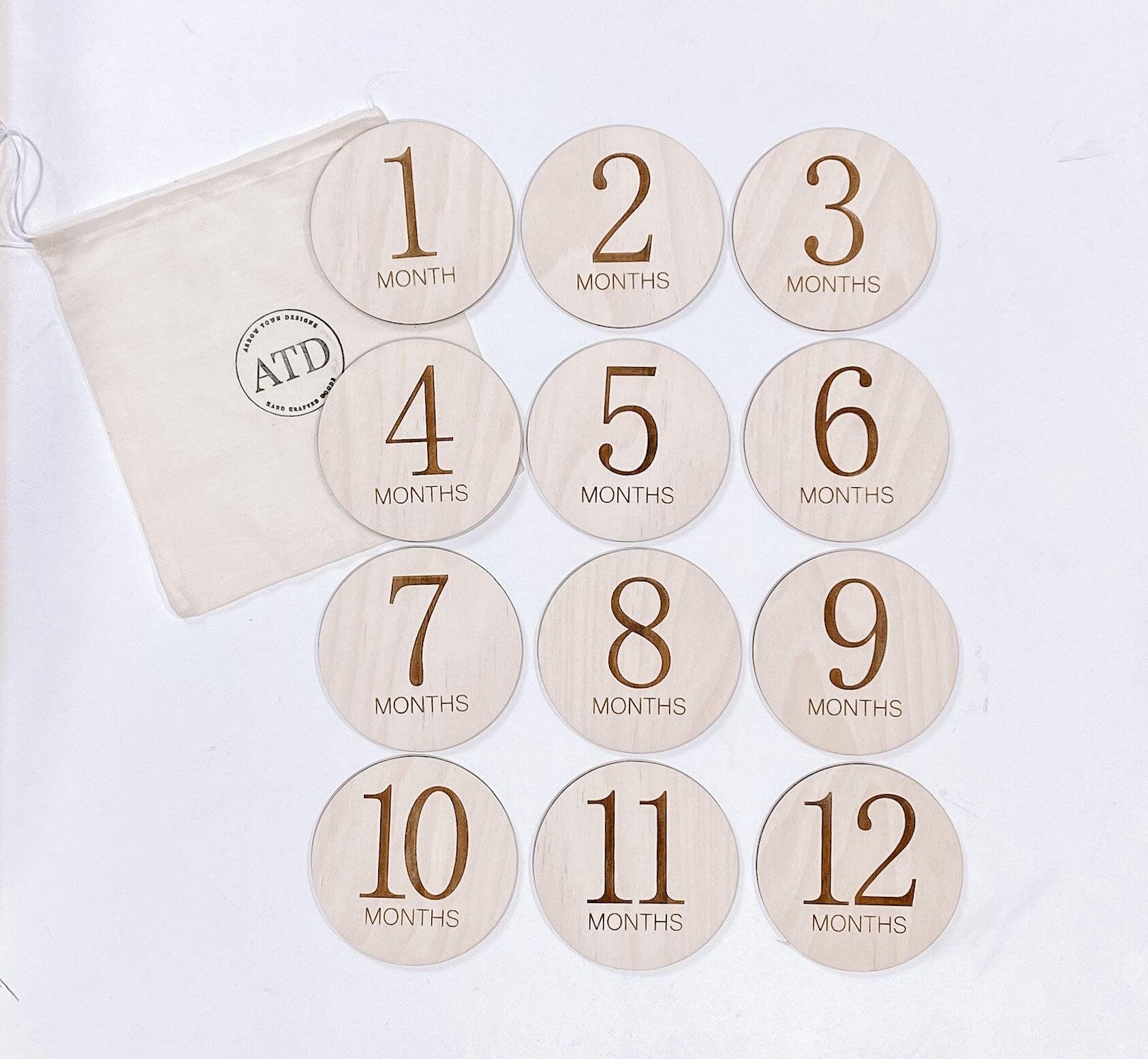 Baby Monthly Milestone Wood Discs | Milestone Cards | Age Signs ...