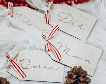 Etiquetas para calcetines navideños / Etiquetas para calcetines navideños / Etiquetas de identificación / Decoración navideña / Navidad / Calcetines navideños / Etiquetas de identificación personalizadas / Etiquetas de madera / Regalos