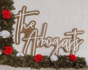 Nachname-Zeichen | Familienname Schild 3D Holz | Hochzeit Namensschild | Hochzeit Zeichen | Nachname-Zeichen | Cut Out Namensschild | Große Holzfigur