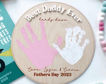 Fathers Day Handprint Sign | Personalized Sign | Mothers Day Sign | Custom Fathers Day Sign | Mothers Day Gift | Handprint Sign | Dad Gifts