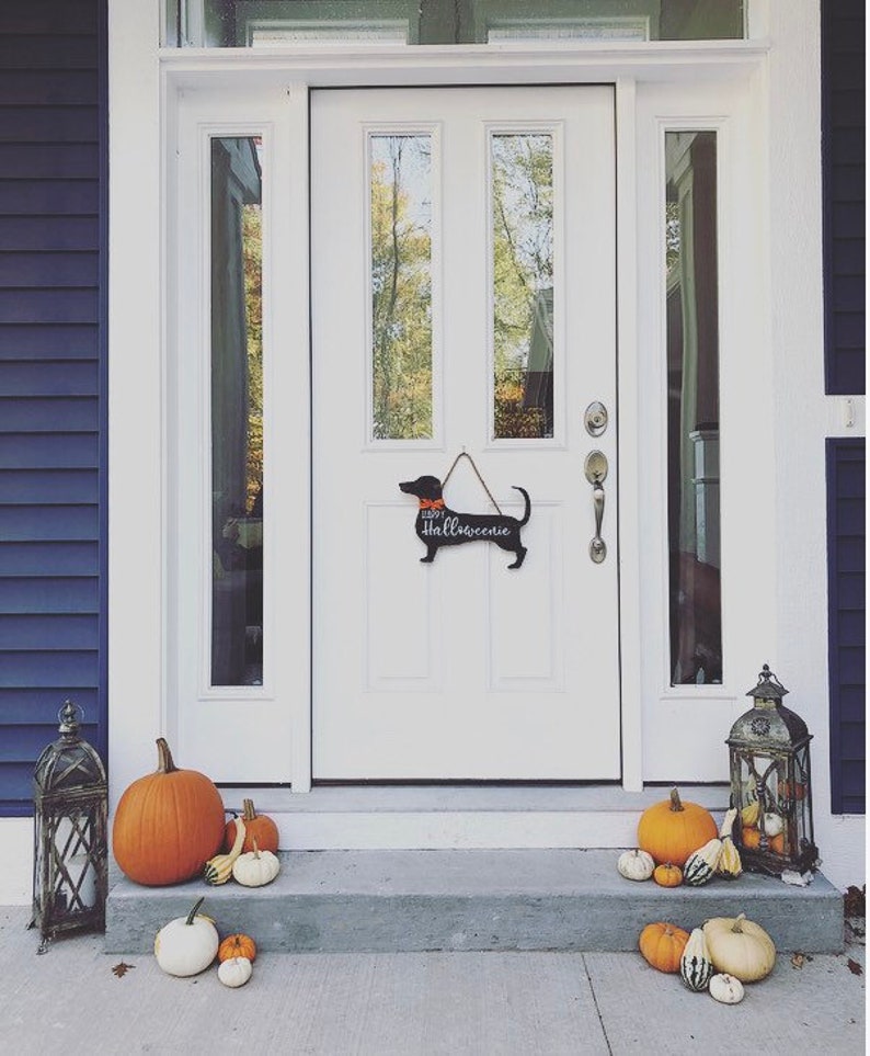 Happy Halloweenie Dachshund Dachshund Sign Halloween Sign Dog Sign Fromt Door Sign Wiener Dog Sign Halloweenie Dog Mom image 3