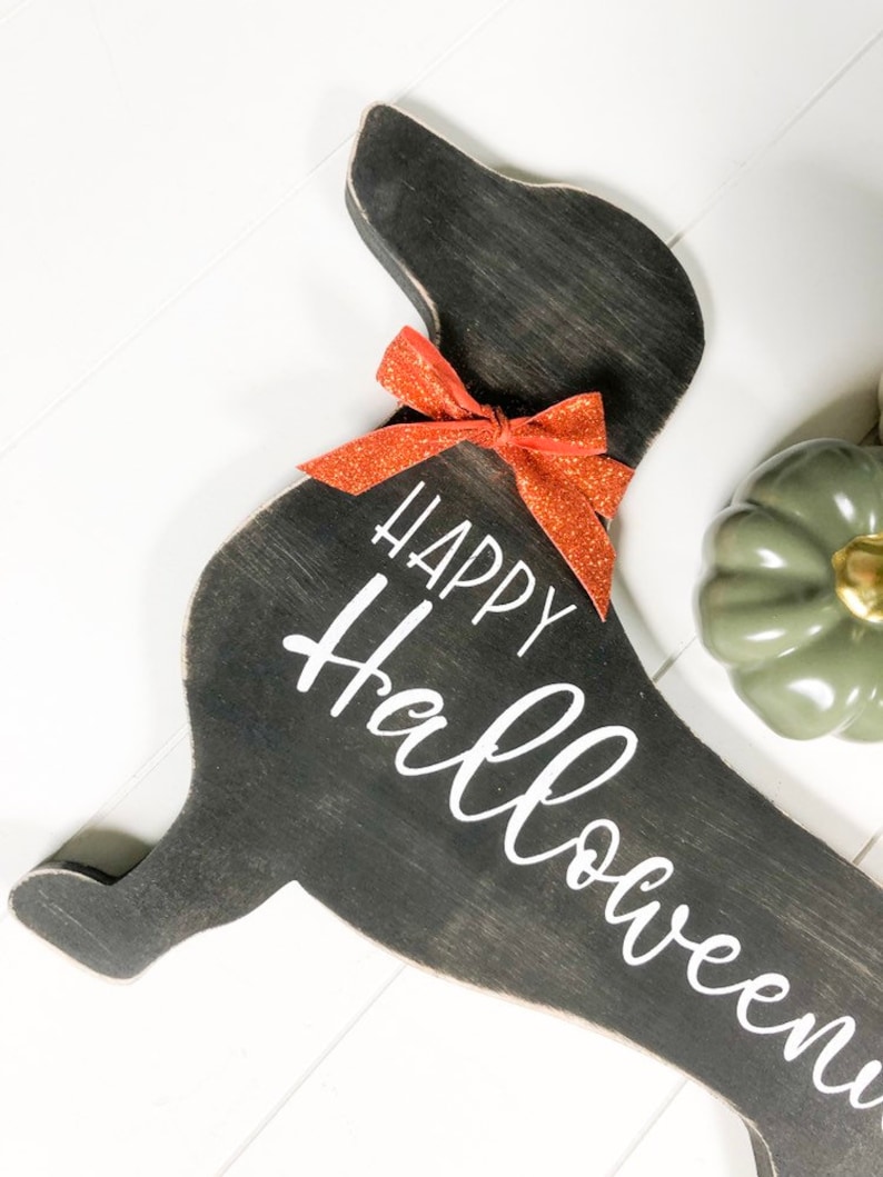 Happy Halloweenie Dachshund Dachshund Sign Halloween Sign Dog Sign Fromt Door Sign Wiener Dog Sign Halloweenie Dog Mom image 2