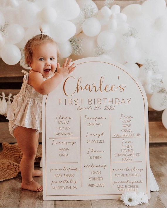 First Birthday Decor Birth Stats Sign Milestone Sign Birthday