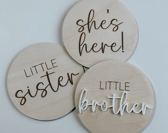 Double sided Birth announcement | sister brother | 2 sided Gender Reveal | Hospital Bag | Birth | Pregnancy Announcement | Photo Props |