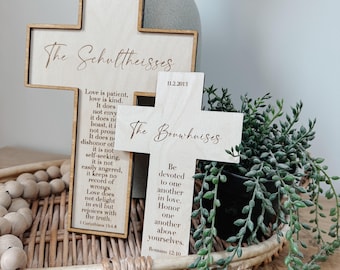 Personalized wedding Cross | couples Gift for Christians | bridal Gift | Personalized Baby Dedication | Boho Cross | Custom wedding Gift |