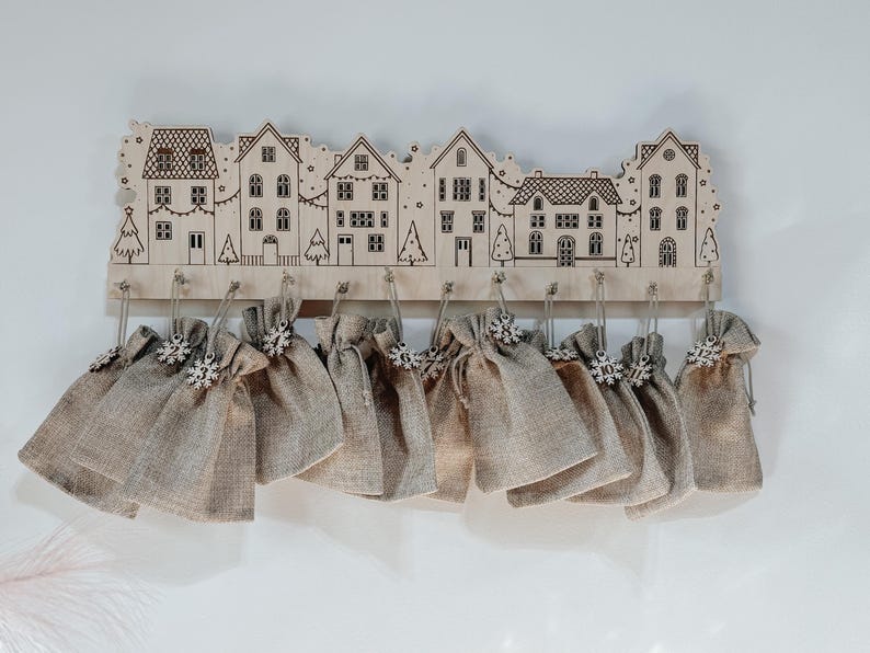 Wooden Advent Calendar Village - Christmas Decor design and style example