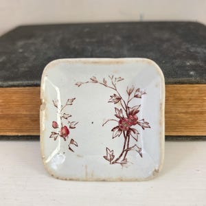 Vintage Brown Transferware Square Butter Pat 2.5"