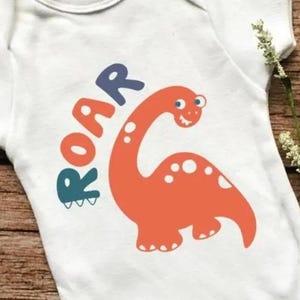 ROAR Dinosaur White Baby Onesie With Long or Short Sleeves