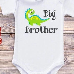 Cute Big Brother Onesie    White Baby Onesie    Adorable Dinosaur Onesie   Baby Bodysuit