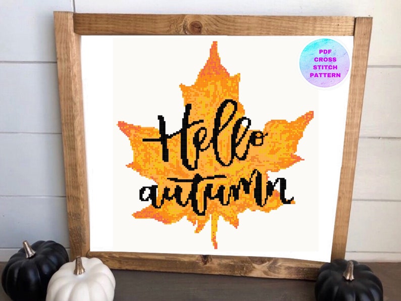 Hello Autumn Cross Stitch Pattern - Etsy