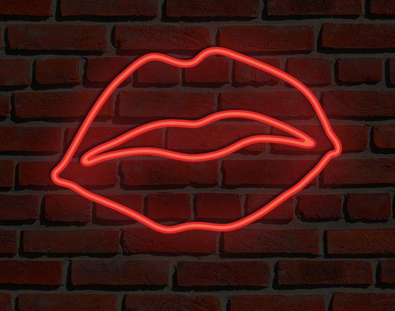 Lips Faux Neon Sign | Etsy
