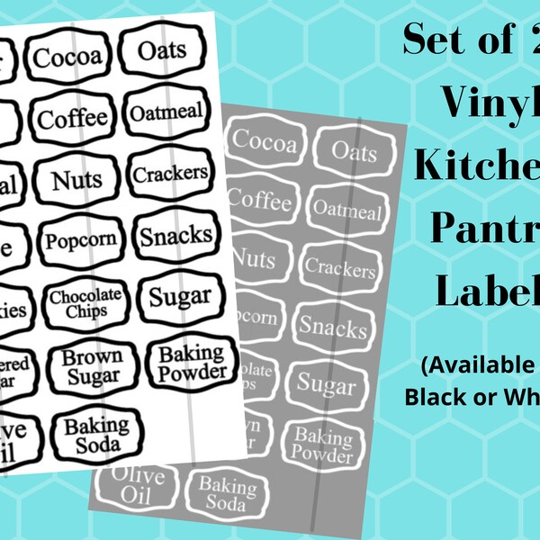 Set of 20 Pantry Labels, Canister Label Set, Kitchen Labels for Jars Set, Kitchen Label Decal Stickers, Baking Labels, pantry organization