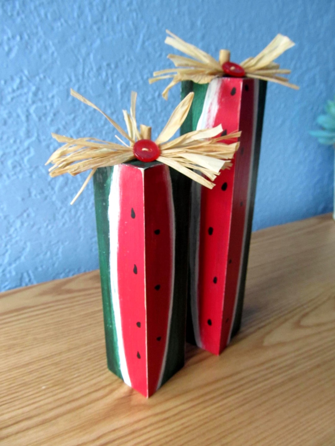 Watermelon Block Set Wood Watermelon Decor Set: Summer Tiered Tray Decoration, Set of 2 - Etsy