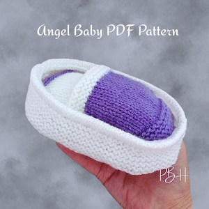 Angel Baby Charity Pattern, Angel Baby Crib Pattern, Baby burial bed with pillow and blanket, PDF Download, Knitting pattern 2 sizes