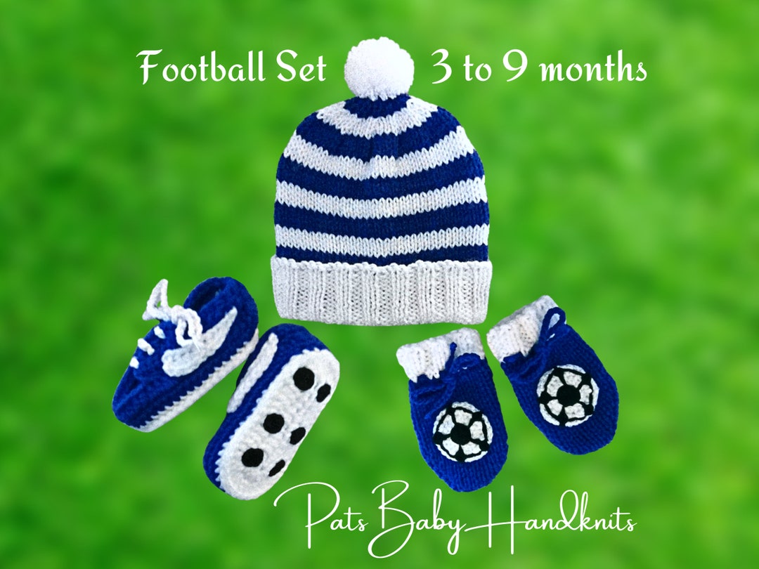 Baby Football Boots Hat and Mittens Set Baby Boy Christmas Etsy UK