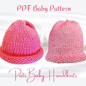 Easy Baby Hat Knitting Pattern, PDF Digital Download, Simple Preemie to Newborn Hat Pattern, Printable Detailed Illustrated instructions.