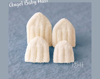 ANGEL Baby Hat Knitting Pattern PDF Digital Download, Charity Knitting Pattern DK on straight needles, Pattern for Stillborn Babies