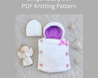 Angel Baby Sleeping Bag and Hat Knitting Pattern, Pattern for Charity Knits for Hospitals (PDF Download)