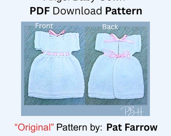 Knitting Pattern for Baby Burial Gown, PDF Download, Pattern for Angel Baby Dress, Pattern to knit for Charity, Baby Born Sleeping Pattern