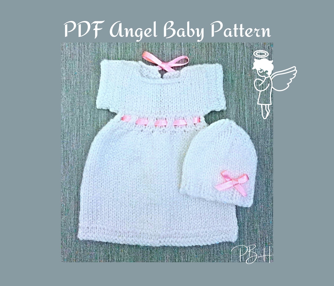 Knitting Pattern for Stillborn Baby Gown & Hat, PDF Download, Pattern