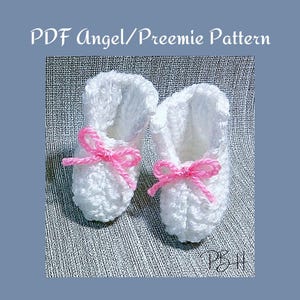 Angel/Preemie BABY BOOTEES Knitting Pattern, Instant PDF Download, Pattern for Charity Knitting, Pattern to Knit for Hospitals Easy Pattern