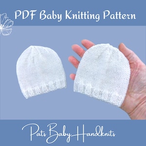 BABY Hat Pattern PDF Digital Download, Easy Instructions no abbreviations, suits any skill level, DK wool straight needles Best seller
