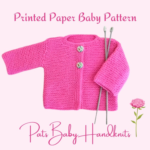 BABY Cardigan Knitting Pattern Printed & Posted to You Detailed Illustrated Instructions 3 sizes 12",14",16" Chests. Double Knitting wool.