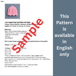 Stickmönster för Lacy Baby Hat, mössa för nyfödda flickor med för tidigt för tidigt tillstånd (PDF-nedladdning) bild 8