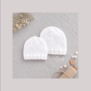 Preemie/Newborn BABY Hat Pattern, PDF Digital Download, Written in full, no Abbreviations, skill level: Easy, DK wool with straight needles