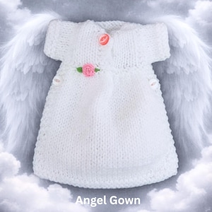 Angel Baby Gown Knitting Pattern, (PDF Download), 6" Stillborn Burial Dress, Donation Project for Hospital Bereavement Suites