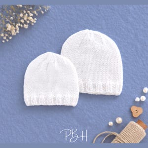 Frühchen/Neugeborenes BABY Mützchen, Strickmuster, PDF Digital Download, ausgeschrieben, ohne Abkürzungen, Schwierigkeitsgrad: Einfach, DK Wolle mit geraden Nadeln