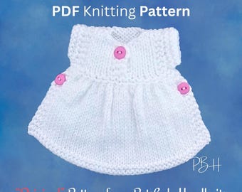 Modèle de tricot de robe de bébé ange, robe de 5 po. pour bébés mort-nés, tricots caritatifs (téléchargement PDF)