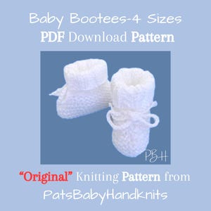 BABY BOOTEES Knitting Pattern, Instant PDF Download, Detailed Illustrated Instructions for 4 sizes: Preemie to Newborn and up to 6 months