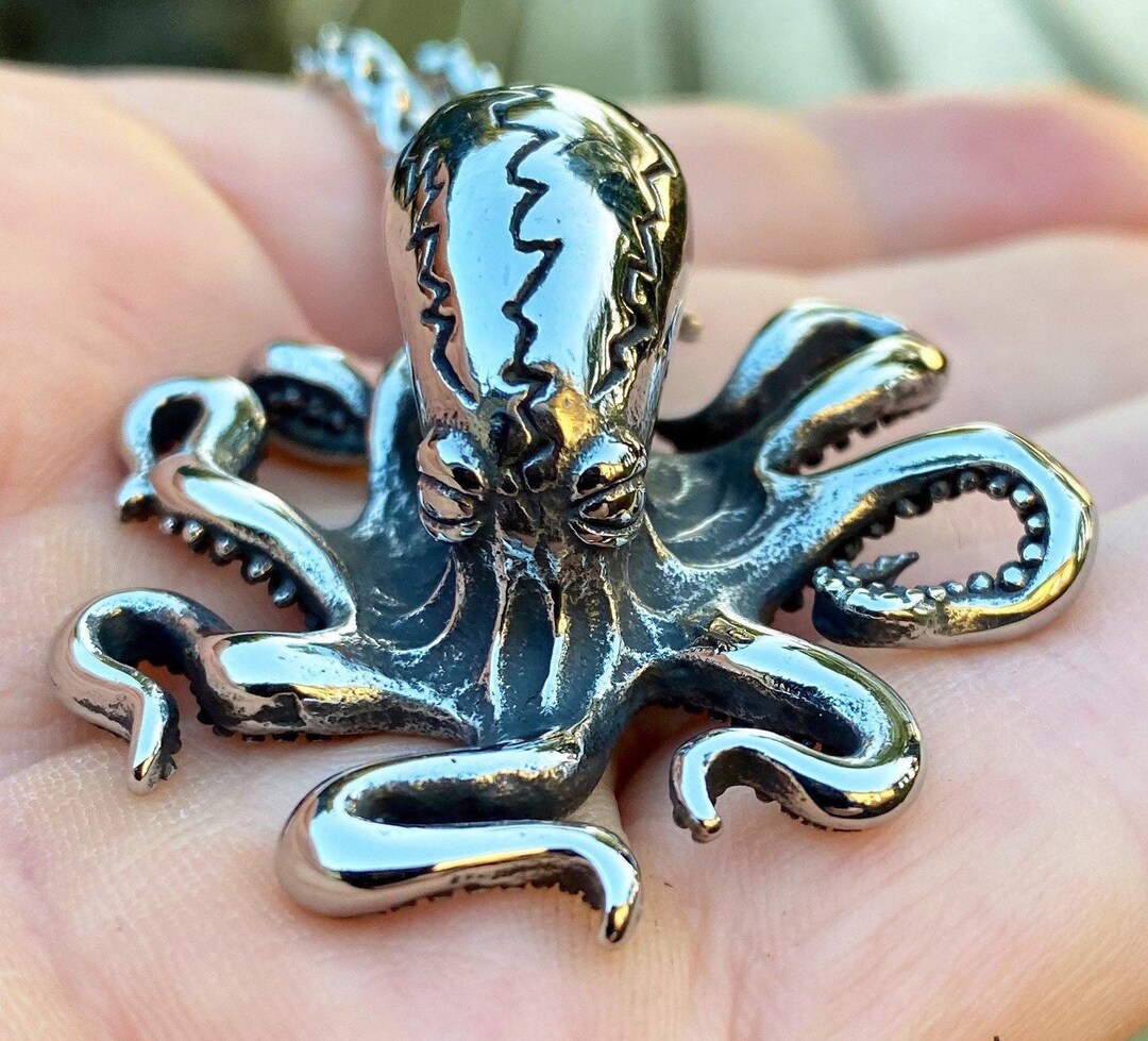 Stainless Steel Octopus Pendant Necklace Etsy