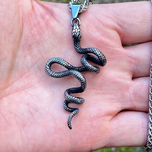 3 Dimensional Stainless Steel Snake Pendant Necklace image 5