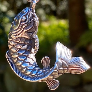 3 Dimensional Large Stainless Steel Koi Carp Pendant Necklace