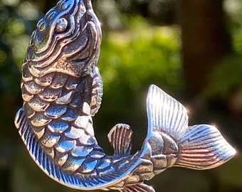 3 Dimensional Large Stainless Steel Koi Carp Pendant Necklace