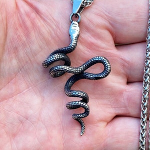 3 Dimensional Stainless Steel Snake Pendant Necklace image 7