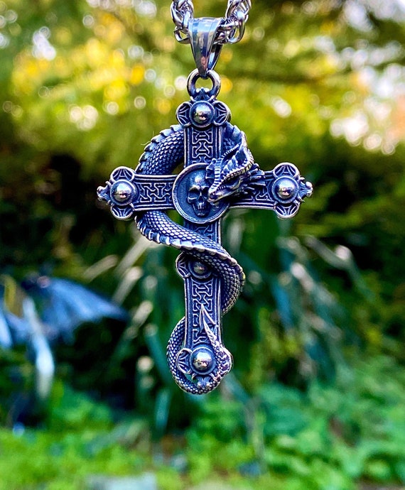 Emo Skull Cross Pendant Necklace