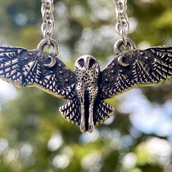 Stainless Steel Owl Pendant Necklace