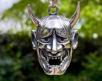 Stainless Steel Hannya Mask Pendant Necklace