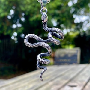 3 Dimensional Stainless Steel Snake Pendant Necklace image 1