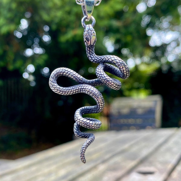 3 Dimensional Stainless Steel Snake Pendant Necklace