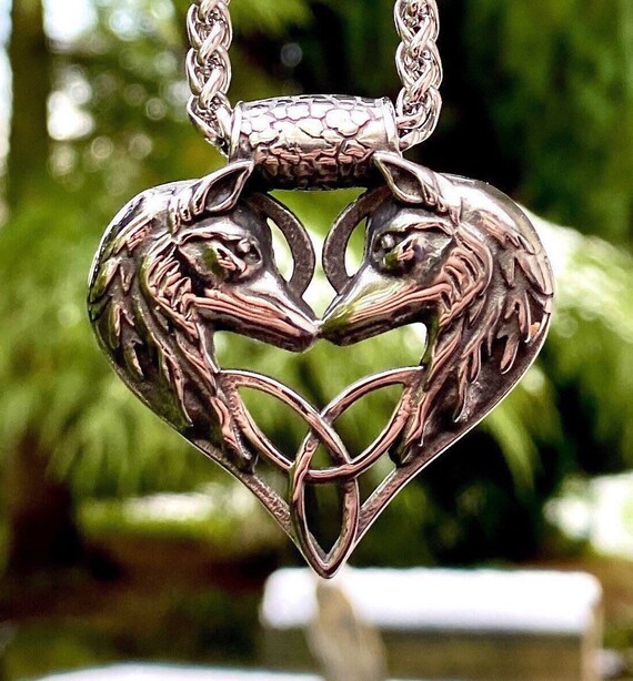 Stainless Steel Wolf Pendant Necklace Etsy